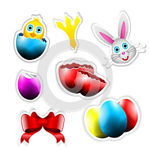 Happy Vector Stickers with Easter Themes