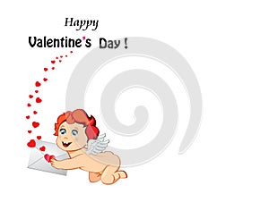 Happy Velrntine`s day template with cartoon baby Cupid