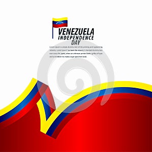 Happy Venezuela Independence Day Celebration, ribbon banner, poster template design illustration