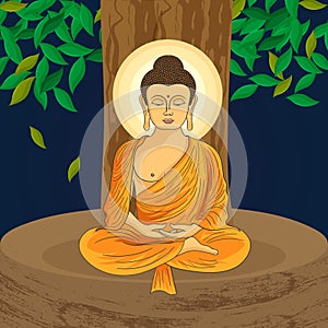 Happy Vesak Day, Buddha day. Vesak Day Creative Concept for Card. Holy day for Buddhists. Siddhartha Gautama Statue Design