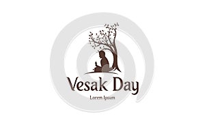 Happy vesak day or buddha purnima logo design