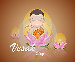 Happy vesak day with funny cartoon lord buddha