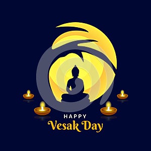 happy vesak day, greeting card and poster design for vesak day. Vesak Day is a holy day for Buddhists