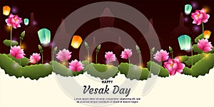 happy vesak day horizontal background photo