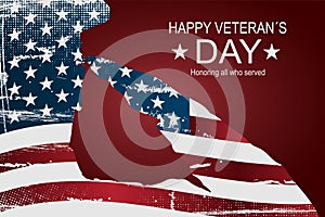 Happy veteran`s day poster or banners â€“ On November 11. USA flag as a background.