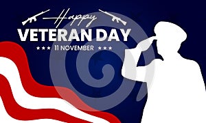 Happy veterans day with copy space area