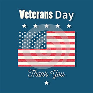 Happy veterans day, thank you card american flag patriotism