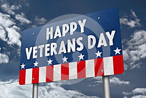 HAPPY VETERANS DAY - traffic sign message