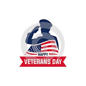 Happy veterans day vector illustration. good for the veterans day celebration. vector flat with blue and red colors