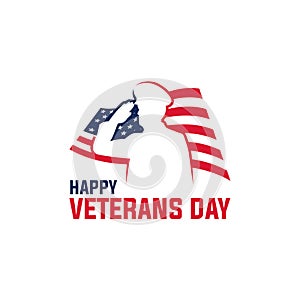 Happy veterans day vector illustration. good for the veterans day celebration. vector flat with blue and red colors