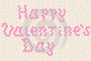 Happy vilentine's day text typed by pink rose flowers