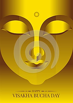 Happy visakha bucha Vesak day with abstract gold face Buddha statue vector design