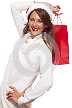 Happy vivacious Christmas shopper