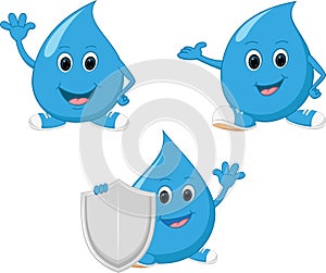 Happy water drop cartoon