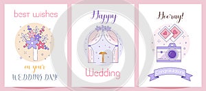 Happy Wedding Greeting Cards and Invitations Set