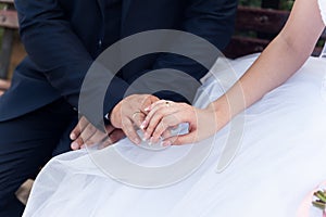 Happy wedding wedding rings betrothal photo