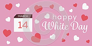 happy white day horizontal banner illustration in flat design style