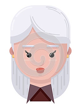 Happy White Hair Woman Flat Vector Illustration Icon