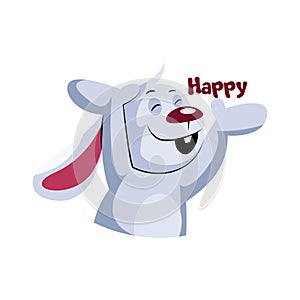Happy white rabbit vector illustration on a