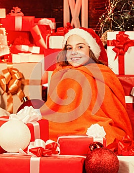 Happy winter. Santaland Diaries. cute playful christmas elf cover duvet. little girl santa hat. santa claus residence