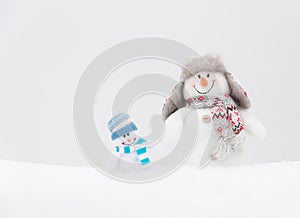 Happy winter snowmen family or friends