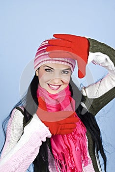 Happy winter woman face