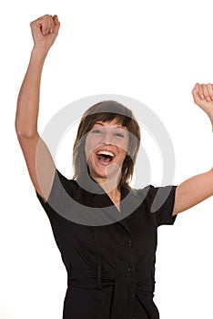 Happy Woman with Arms Raised