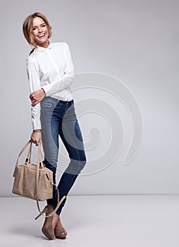 Happy woman with bag