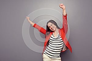 Happy woman celebrating