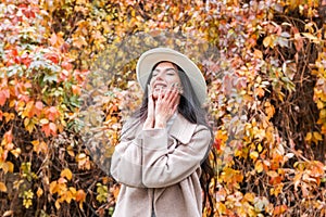 happy woman with closed eyes