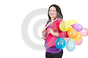 Happy woman with colorful balloons