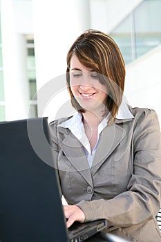 Happy Woman on Computer