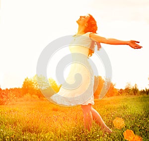 Happy Woman Enjoying Nature