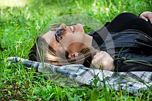 Happy Woman Enjoying Spring Day in Nature - Relaxation and Joy