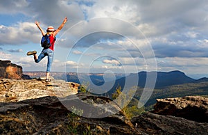 Happy Woman feeling elation, joy, success, accomplishment