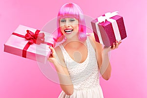 Happy woman with gifts