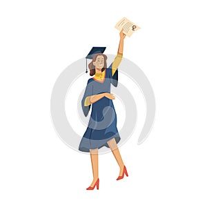 Happy woman graduated student celebrate graduation