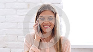 Happy Woman Having Healthy Discussion on Phone