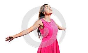 Happy woman with her arms outstreched