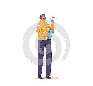 Happy Woman Holding Product Packages in Hands during Shopping to Grocery Store. Cheerful Female Character with Purchases