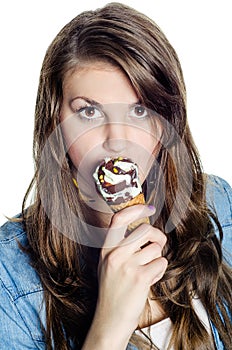 Happy woman with ice-cream