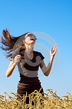 Happy woman jumping