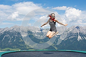 Happy woman jumping