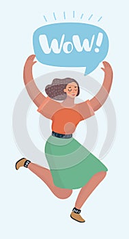 Happy woman jumping celebrating success