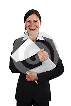 Happy woman with laptop