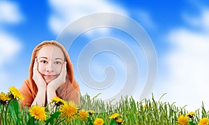 happy woman on a meadow