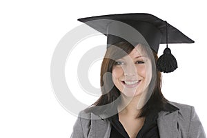 Happy woman in mortar board