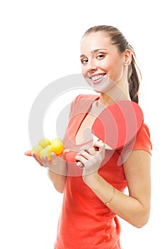 Happy woman ping-pong spot player