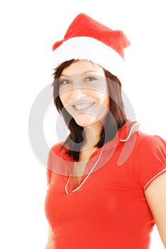 Happy woman in santa hat