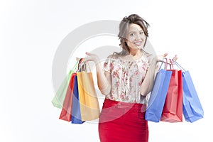 Happy woman with shopping bags